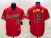 Men's Atlanta Braves #13 Ronald Acuna Jr Red Gold World Series Champions Program Cool Base Stitched Baseball Jersey,baseball caps,new era cap wholesale,wholesale hats